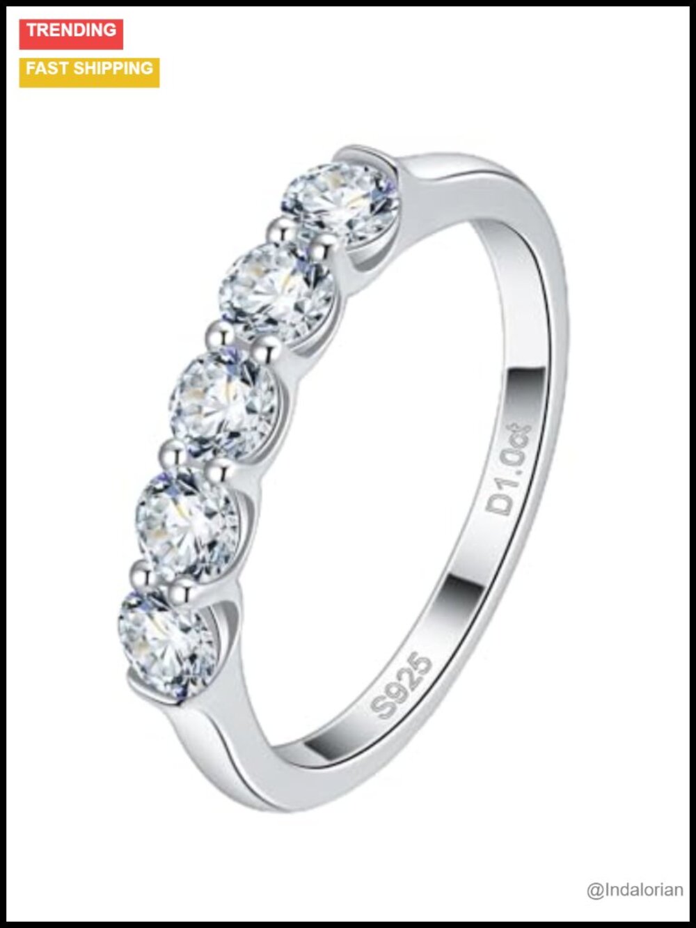 Sterling Silver Moissanite Wedding Band Eternity Ring